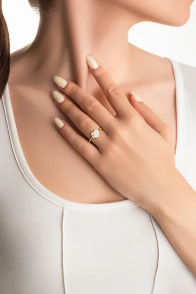 Lumora 18 Ayar Sarı Altın Kaplama Ayarlanabilir Gümüş Yüzük