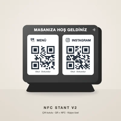 NFC Stant V2 siyah, menü ve Instagram kutulu